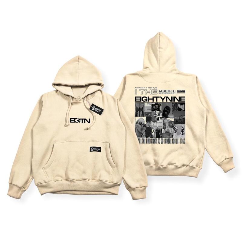 HOODIE PREMIUM EIGHTY NINE WARNA CREAM BE ALIVE MOTIF SIMPEL AESTHETIC 1