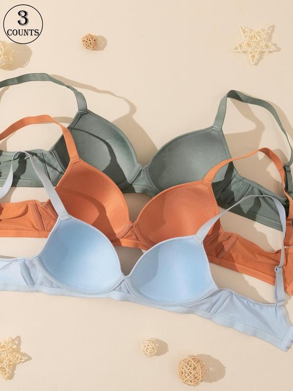 Women's Solid Color Underwire Bra, Casual Comfortable Breathable Bra for Daily Wear, Lingerie for All Seasons, Clothing 8