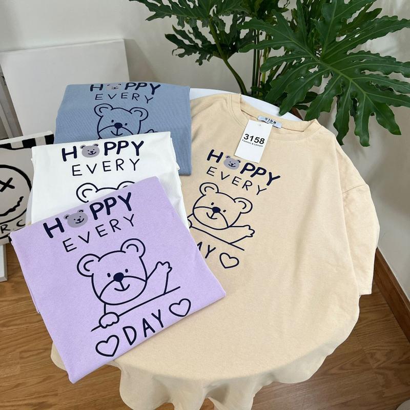 Áo thun form rộng 3158 mẫu "Happy every day" áo thun unisex nam nữ Cotton 1