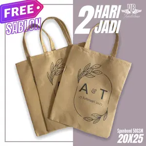 ( Isi 100 pcs ) Tas Spunbond Souvenir Pernikahan Custom Nama Gratis | Size 20X25