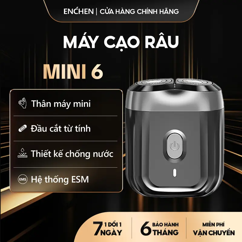 Máy cạo râu Enchen Mini 6, lưỡi dao kép siêu mỏng, chống nước IPX7 cạo khô & ướt, pin sử dụng đến 2 tháng - BH 6 tháng