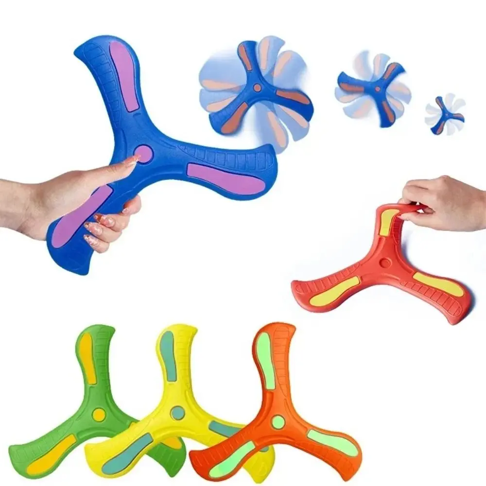 Bomerang Trẻ Em, Chất Liệu Mềm Mại, Cầm Tay, Đuổi Theo Bằng Nhựa, Ba Lưỡi Dao, Tương Tác, Đĩa Bay Chữ Thập Ba Lá, Thích Hợp Cho Các Môn Thể Thao Ngoài Trời, Đồ Chơi Cho Trẻ Em
