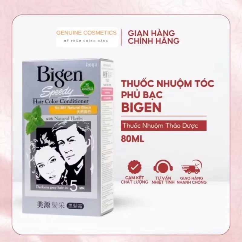 ￼Thuốc Nhuộm Tóc Phủ Bạc Dạng Kem Bigen Speedy Hair Color Conditioner Dưỡng Tóc Mềm Mượt, 80ml/hộp