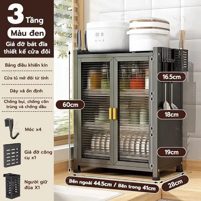 Kệ Úp Bát Dĩa Tủ Chén Tủ Đựng Chén Bát Có Nắp Đậy Sắt Sơn Tĩnh Điện Bền Đẹp️