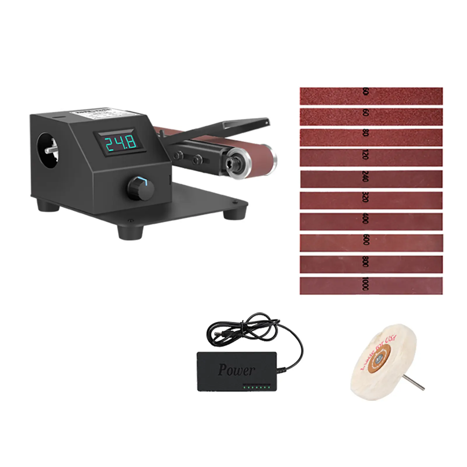 350W Vertical & Horizontal Mini Belt Sander Electric Sanding Polishing Grinding Machine Grinding Sander Grinder Small Sand-belt Machine Stepless Speed Regulation with 10 Sanding Belts for Polishing Wood Acrylic Metal (Be