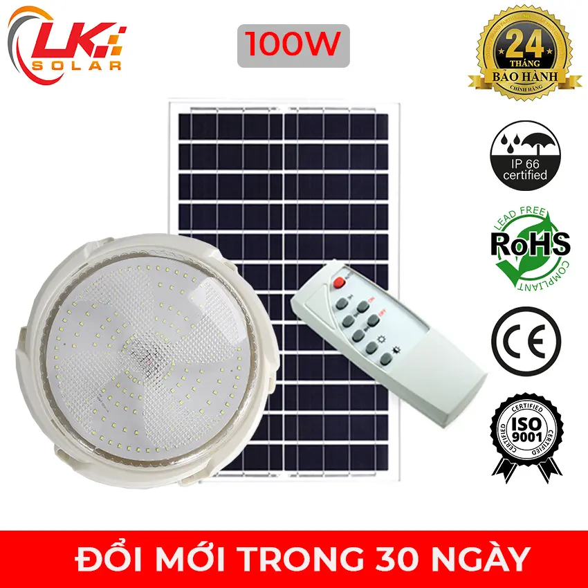 [CHÍNH HÃNG] Đèn Led Ốp Trần Năng Lượng Mặt Trời Siêu Sáng 100W- LK SOLAR XDD-77100 BẢO HÀNH 2 NĂM, Sử dụng 100% năng lượng mặt trời, dễ dàng lắp đặt ngoài ban công, phòng khách, phòng ngủ, cảm biến ánh sáng, có remote điều khiển từ xa