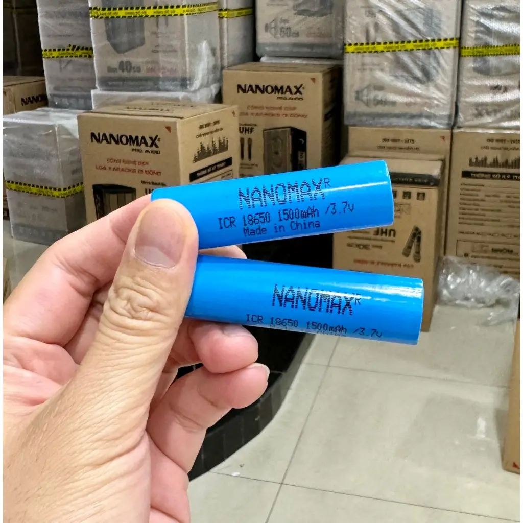 Pin Sạc Nanomax ICR 18650 Dung Lượng 1500mAh 3.7v Cho Loa Kéo Quạt Mini Đèn Pin Tông Đơ Sạc Dự Phòng