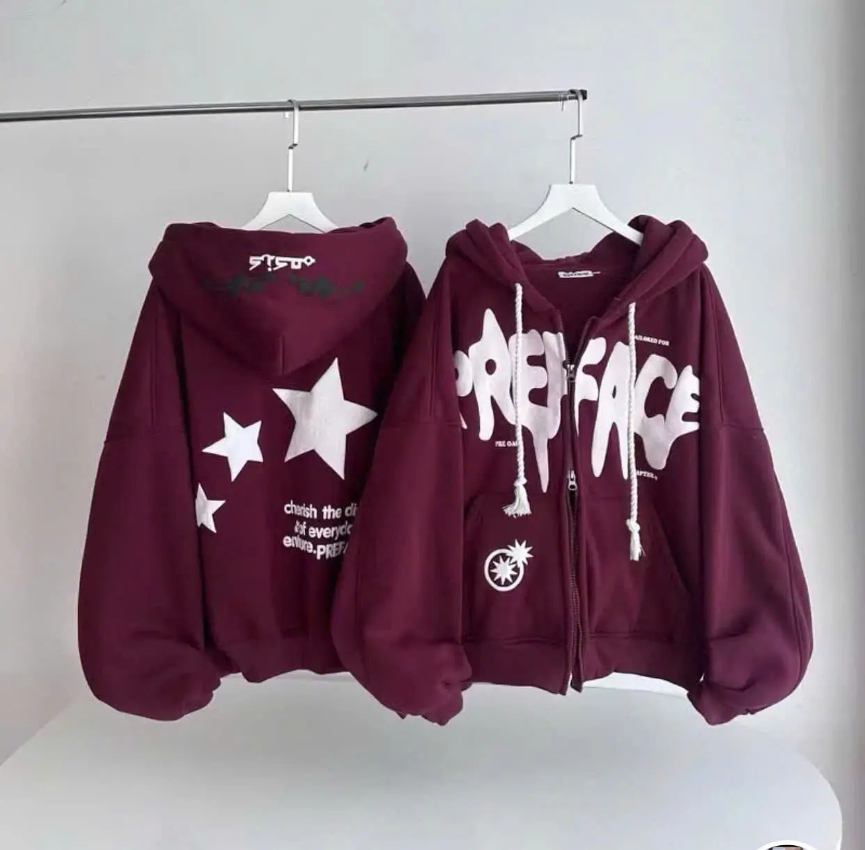Áo Khoác Hoodie Nam Nữ FREFACE Ngôi Sao In Nổi Siêu Xinh HOT Trend Jacket Menswear
