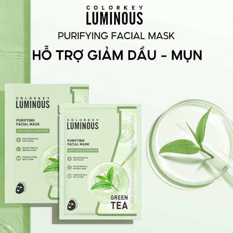 Mặt Nạ Giấy CLRKEY LUMINUS Vitamin B5 Hỗ Trợ Cấp Ẩm Làn Da/ Purifying Facial Mask Hỗ Trợ Giảm Dầu Và Mụn 10 miếng/hộp 1