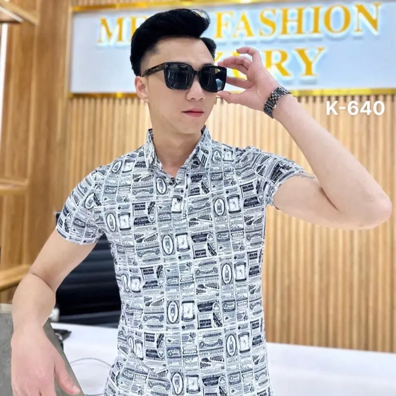 Áo polo chất mát form ôm hoạ tiết cực đẹp cộc tay 1