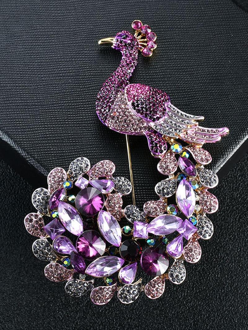 Product Introduction of New Style Peacock Design Brooch, Fashionable Rhinestone Decorated Brooch Jewelry for Women & Girls, Trendy All-match & Exquisite Brooch for Birthday Gift 5