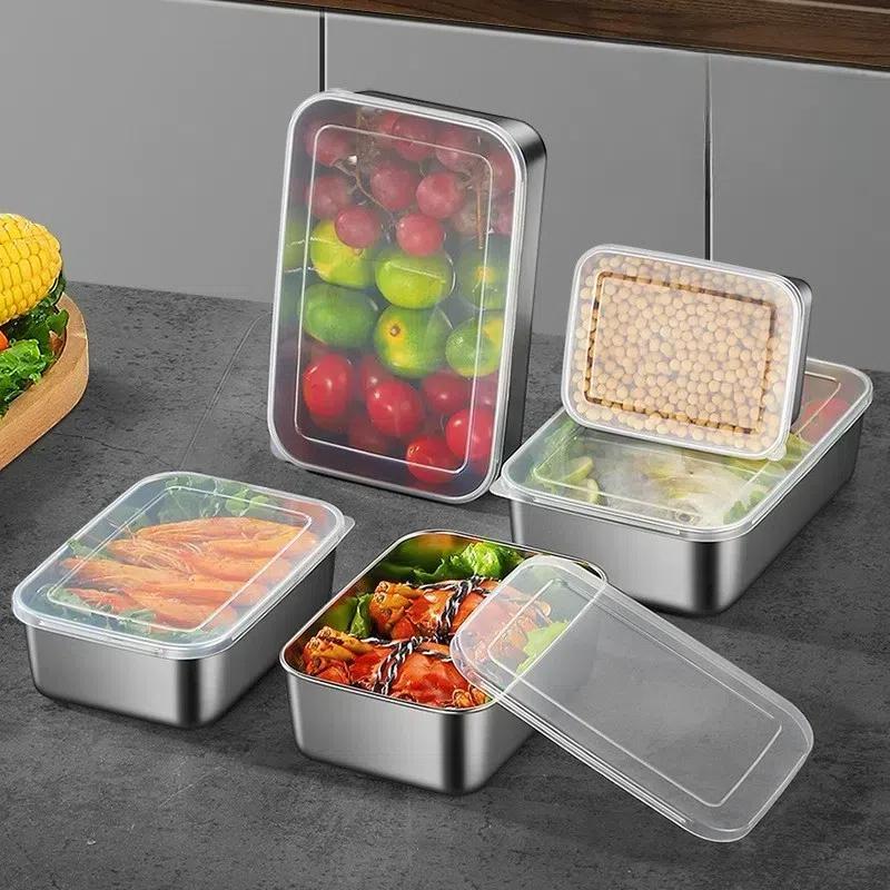 Product Introduction of Stainless Steel Food Storage Box, 3 Counts/set Food Storage Container with Lid, Food Storage Box for Home Kitchen Outdoor Picnic 0