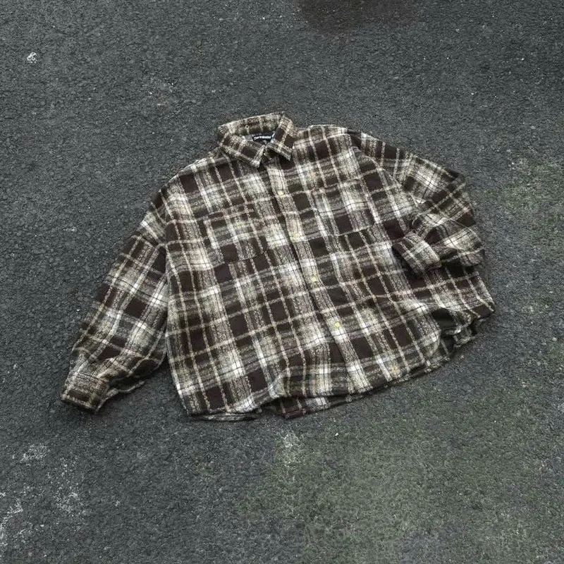 Áo khoác sơ mi nam nữ FLANNEL tay dài from rộng nhiều màu cá tính (ảnh cận chất) 5
