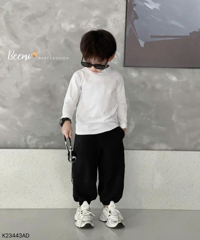 Áo giữ nhiệt Beemo dài tay basic cổ 3 phân chất liệu cotton co giãn cho bé trai từ 9-24kg K23443AD