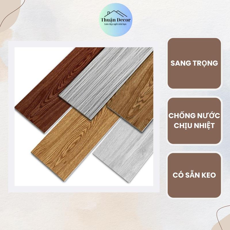 (Loại Nhẹ) Set 70 Tấm Dán Sàn Vân Gỗ Sẵn Keo Bóc Dán KT 45 X 15,2cm (70 tấm=5m2)