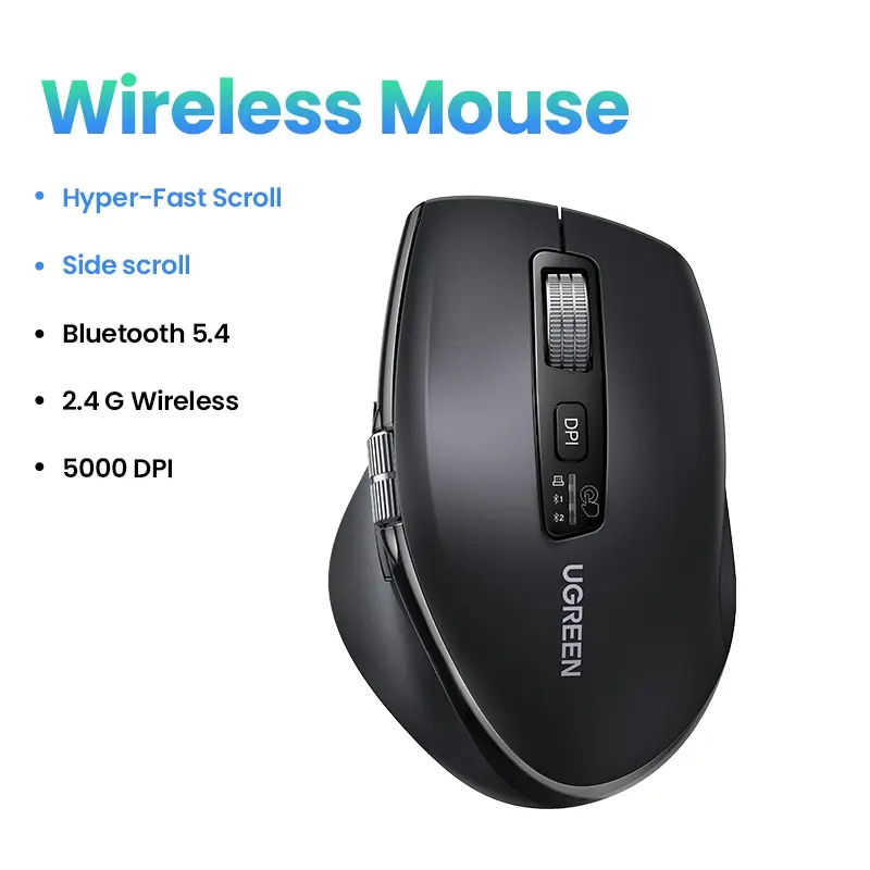 UGREEN Hyper-Fast Scroll Wireless Mouse Bluetooth 5.4 2.4G Ergonomic ...