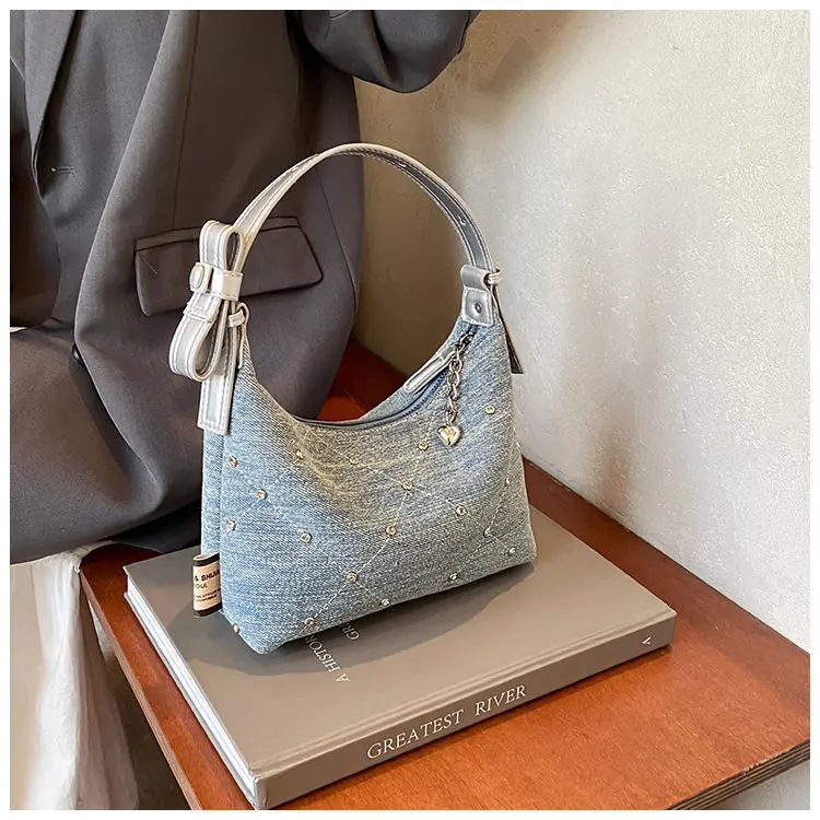 Túi Kẹp Nách Thiết Kế Độc Đáo Hợp Xu hướng Chất Liệu Denim, Dễ Phối Đồ Túi Xách Túi Đeo Chéo, Chất Liệu Cao Cấp, Hàng Mới Về Mùa Hè 2024