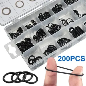 Set 200/225/250Pcs Karet O Ring NBR Anti Bocor Lengkap Berbagai Ukuran Seal Mesin Pompa Keran Peralatan Mekanis Elastis Tahan Lama Dengan Box Penyimpanan