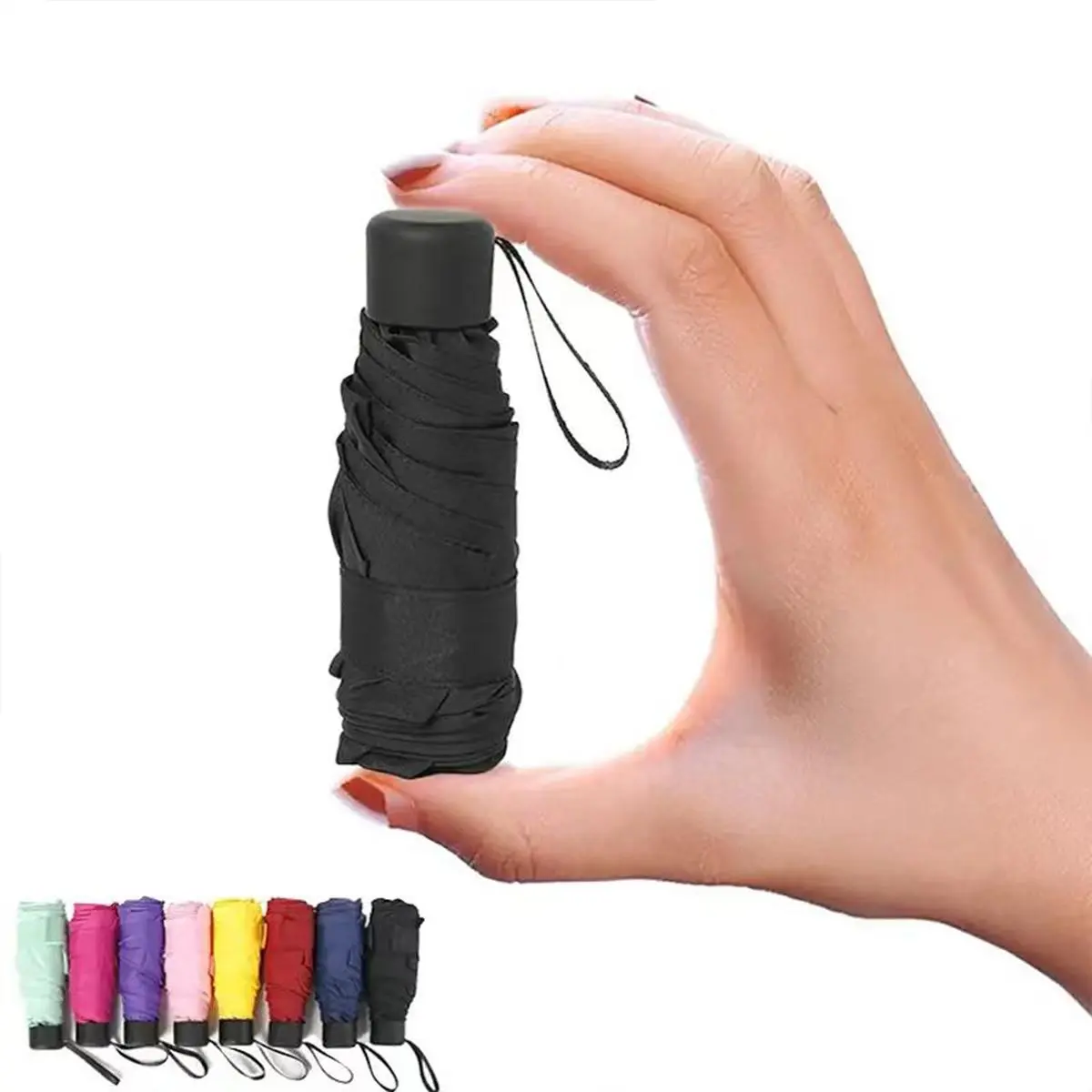 Portable Folding Umbrella, 1 Count Manual 6 Rib Mini Umbrella, Sun & Rain Dual-use Umbrella for Outdoor Camping Travel, Traveling Gadgets