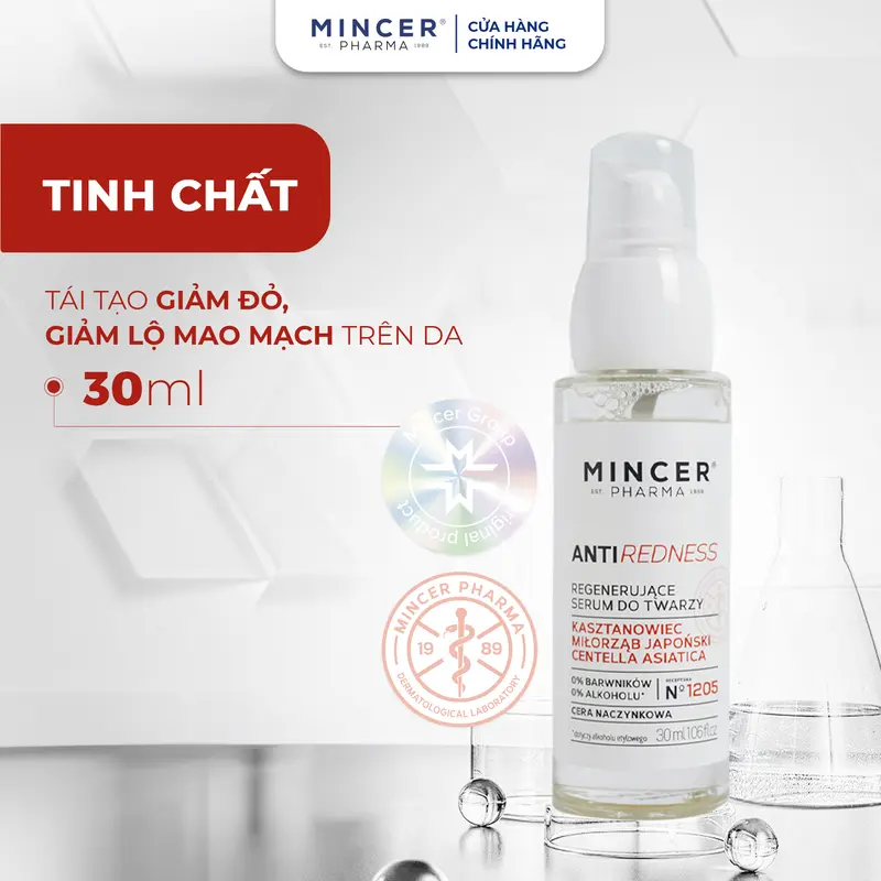 Tinh Chất Hỗ Trợ Giảm Đỏ, Hỗ Trợ Giảm Lộ Mao Mạch Trên Da Mincer Pharma Anti Redness Regenerating Face Serum 30ml 0