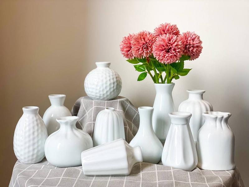  Bình Hoa Mini Gốm sứ Bát Tràng Men bóng màu Trắng nhẹ nhàng cực xinh Decor 