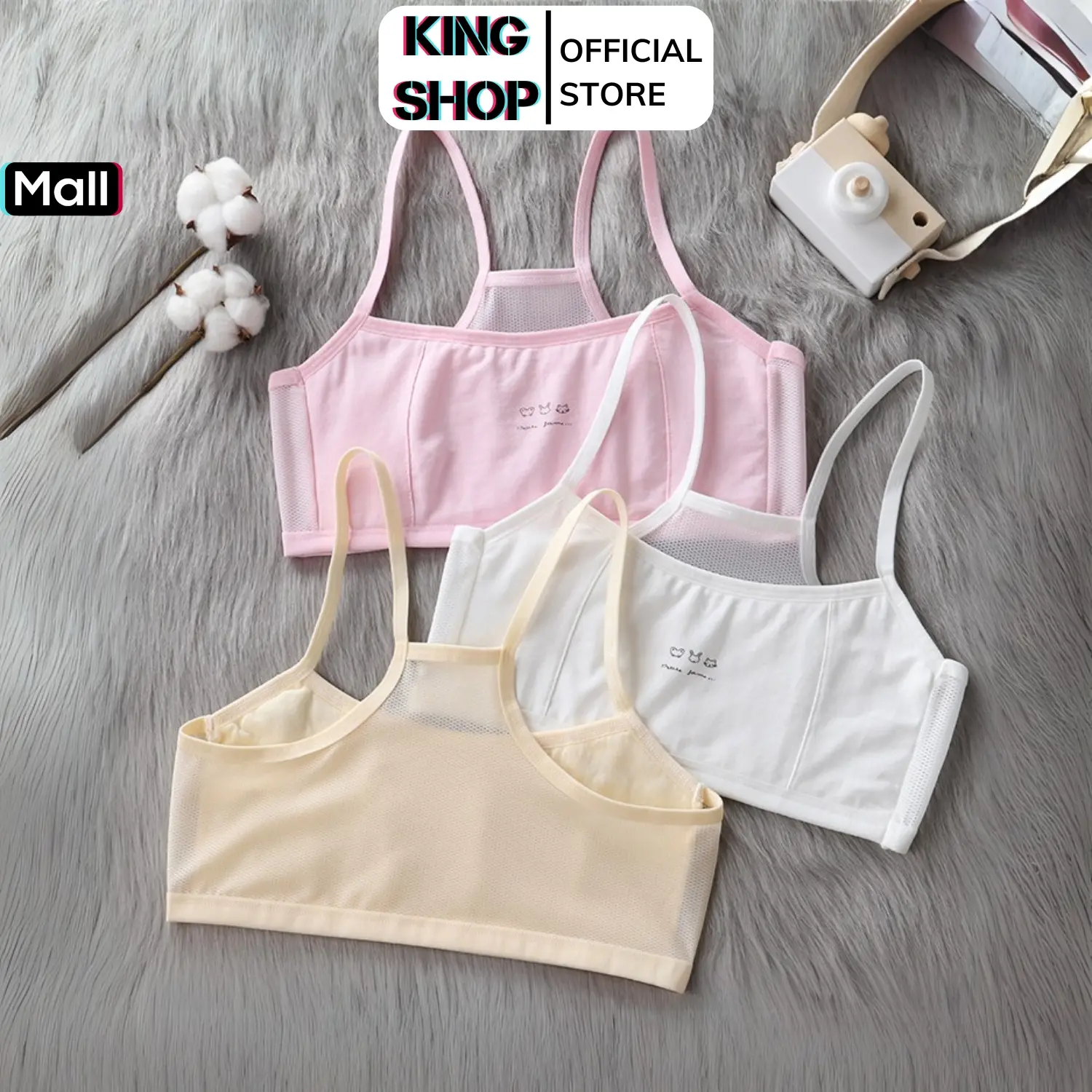 Áo lá cho bé gái cotton áo lót học sinh không đệm 2 lớp mặt trước từ 30-56kg Cotton KING SHOP aochip  begai aolotla A108