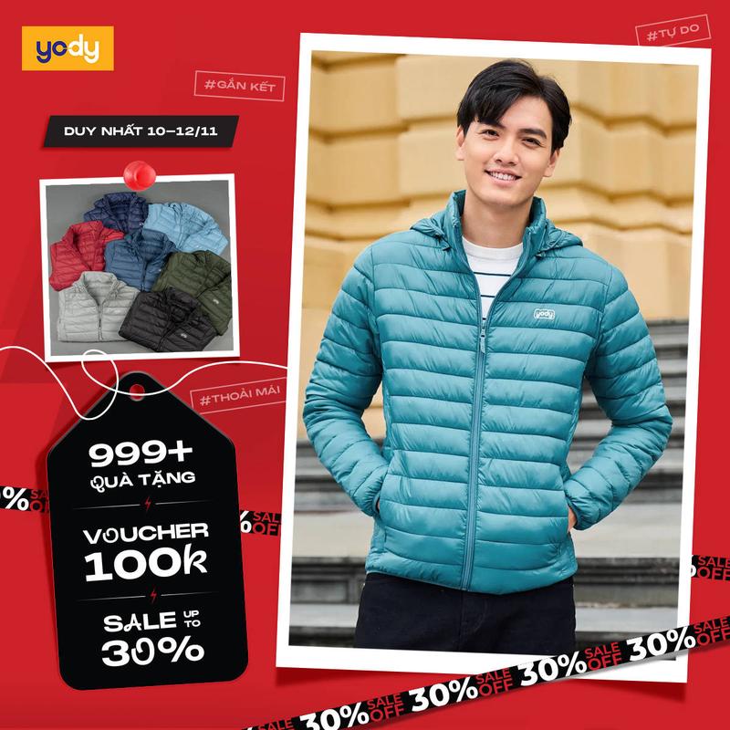 [SALE 70%] YODY Áo Phao Nam 3S 3 Lớp Có Mũ Siêu Ấm Siêu Nhẹ Siêu Gọn PHM5001