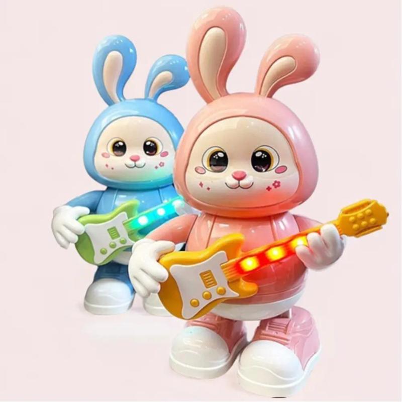 Đồ Chơi Thỏ Đánh Đàn Guitar Có Đèn Nhạc Vui Nhộn Cho Bé Thỏ Chơi Đàn Phát Nhạc Nhún Nhảy - Nân cao khả năng nghe nhìn - Toys BỐ KHỦNG LONG Kem