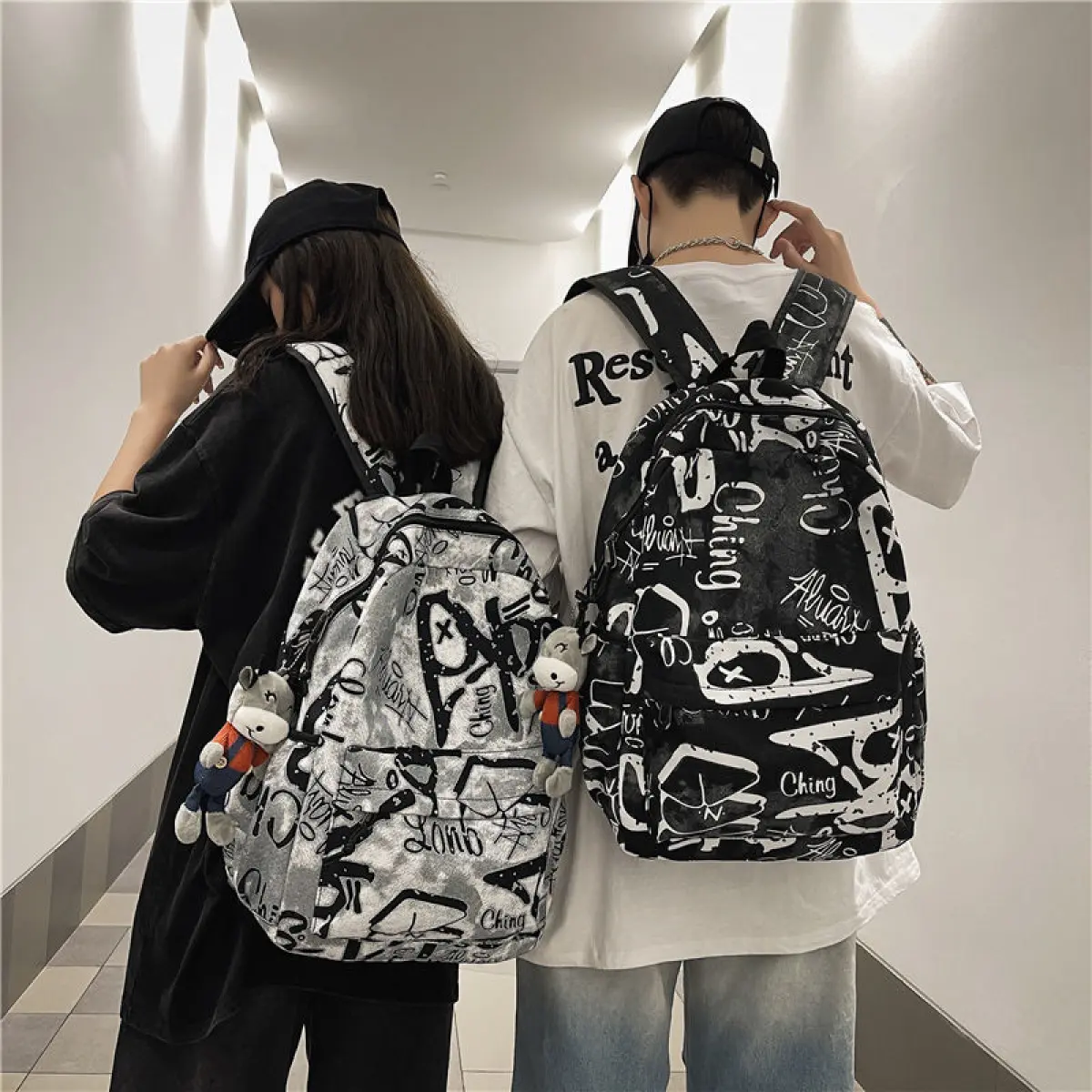 Cặp Sách, Dành Cho Nam Giới, Xu Hướng In, Graffiti, Thích Hợp Cho Học Sinh Trung Học, Ba Lô Sức Chứa Lớn, Thích Hợp Cho Học Sinh Trung Học Cơ Sở Và Sinh Viên Đại Học, Ba Lô Nữ