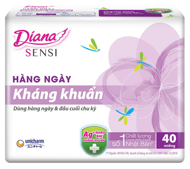 Băng vệ sinh Diana hàng ngày Sensi Kháng khuẩn 20 miếng & 40 miếng/gói cho phụ nữ Women Tampon tampon Cho Bé