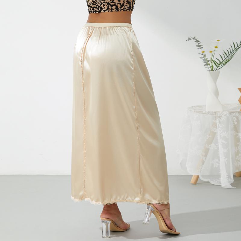 Product Introduction of Women Half Slip Underskirt, Solid Color Elastic Waist Inner Lining for Midi Skirt, Long Underskirt for Ladies, S/M/L/XL/XXL 40