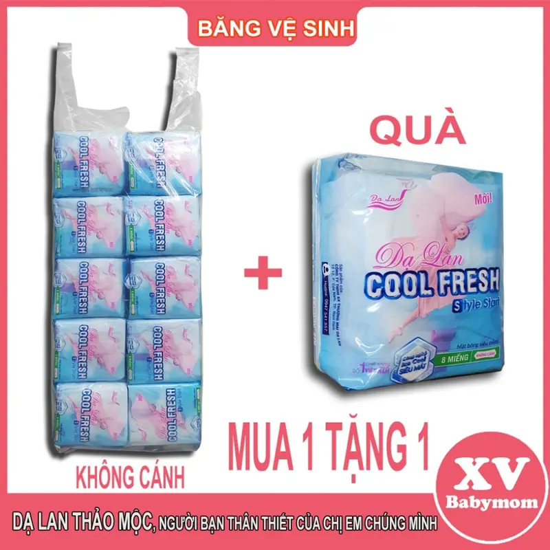 Combo 10 gói tặng 1 gói băng vệ sinh thảo mộc Dạ lan [voucher 7k] siêu thấm hút, mát lạnh, chống tràn rất hiệu quả gói 8 miếng bề mặt bông mềm Tampon Nữ 8