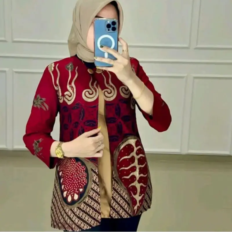 ATASAN BATIK WANITA MODERN BAJU BATIK KANTOR WANITA BATIK NEW BLUS SERAGAMAN 0