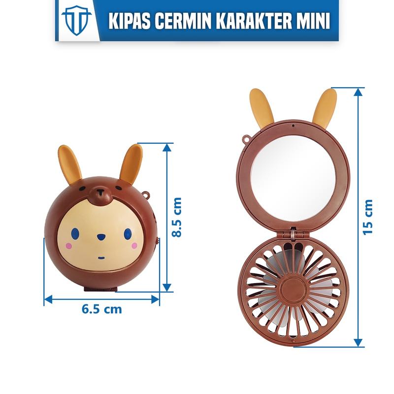 Todax Cermin Makeup Karakter Mini Fan Mirror Usb Charger Cermin Make Up Portable Kipas Cermin Karakter Mini Fan Mirror Usb Charger Cermin Mini Portable Kipas Angin Mini Portable Stok Terbatas 4