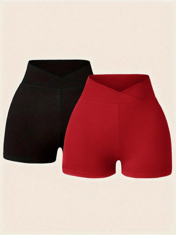 Women's Solid Color High Waist Shorts, Casual Comfy Breathable Skinny Shorts for Daily Wear, Ladies Bottoms for Spring & Fall 4