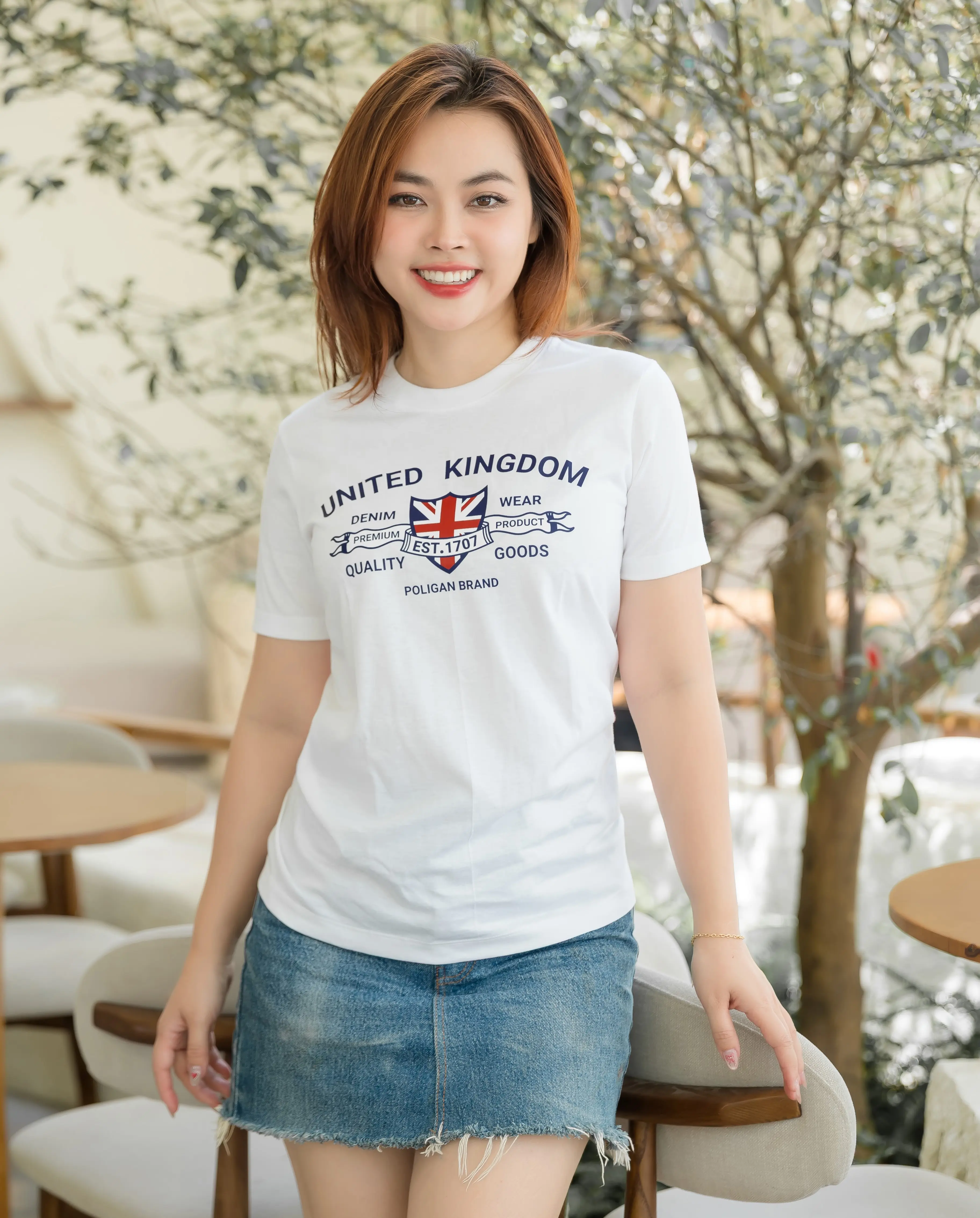 Áo Thun Nữ Nhập Khẩu Thái Lan Cổ Tròn chất liệu cotton cao cấp (P09-UNITED KINGDOM)