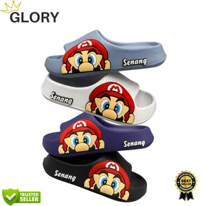 Sandal Slop Anak Anak Impor Super Mario Bross Keren Sandal Slip On Size 24-35 Bahan Eva Empuk 2318CD Motif Fashion Kaki Sepatu laki2  branded original