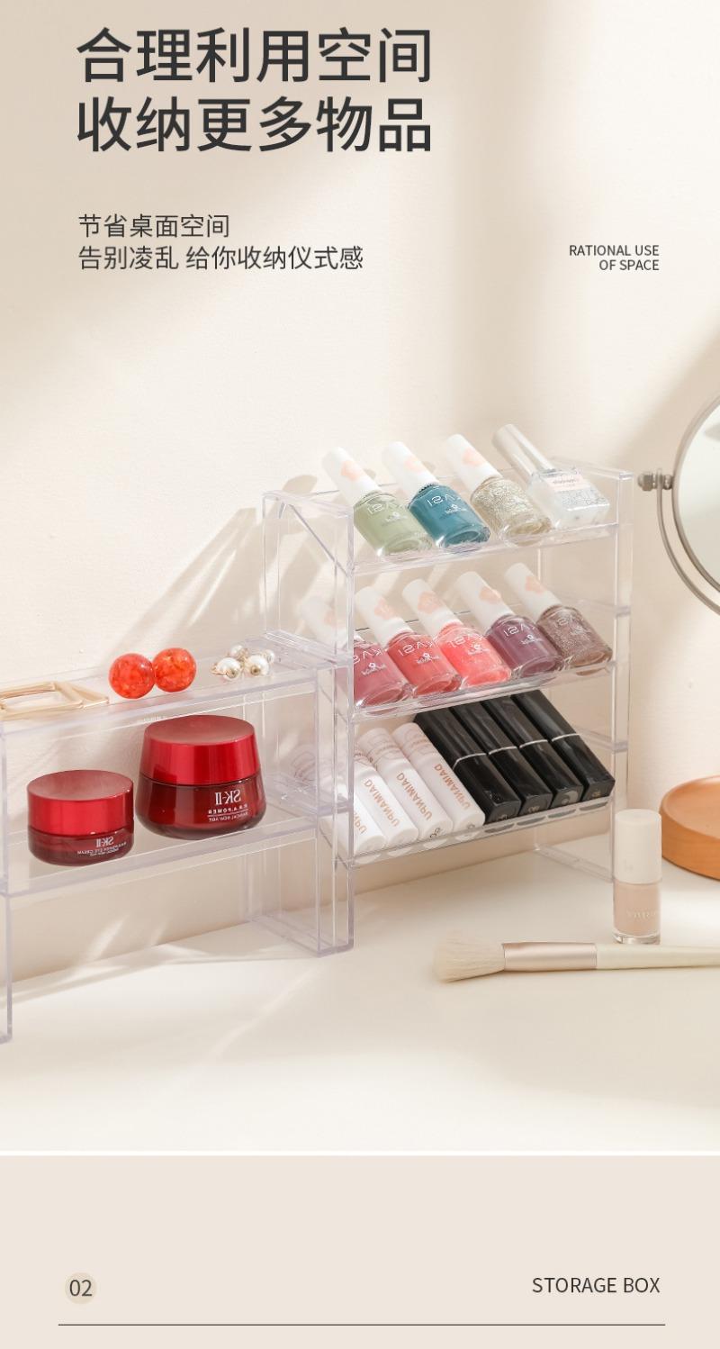 Product Introduction of Desktop transparent storage rack can be stacked with cosmetics sorting rack, badge display rack, jewelry lipstick storage rack 1