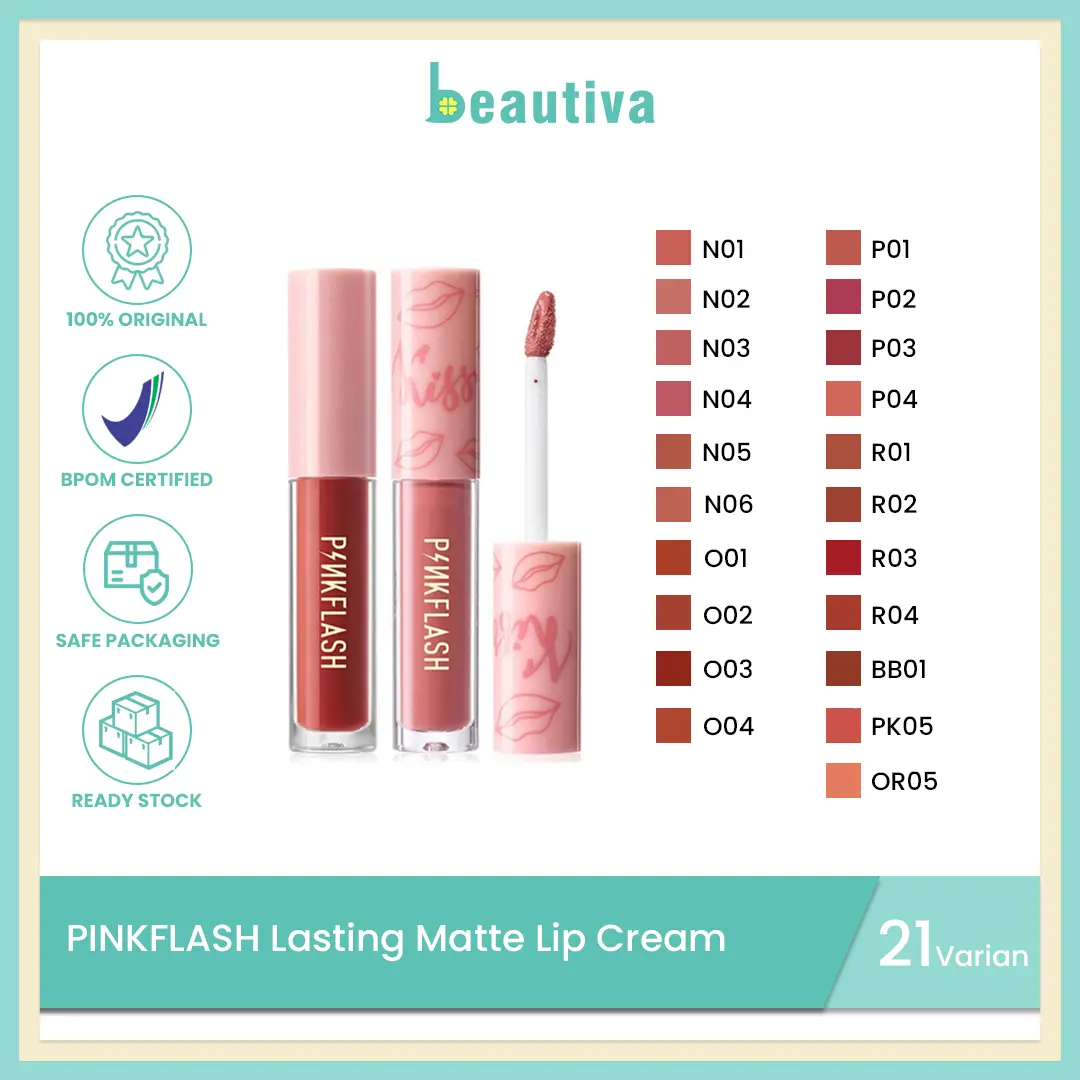 PINKFLASH Lasting Matte Lip Cream - Lipstik Lembut Tahan Lama