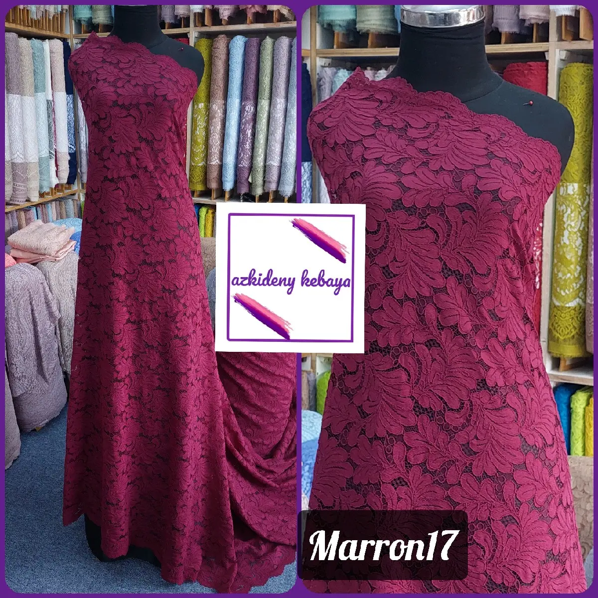 Kain Bahan Kebaya Brokat Zakatronic Bunga Floral Fatmawati Per50 cm