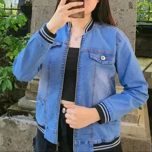 Jaket Denim Bomber Wanita Model Terbaru Premium