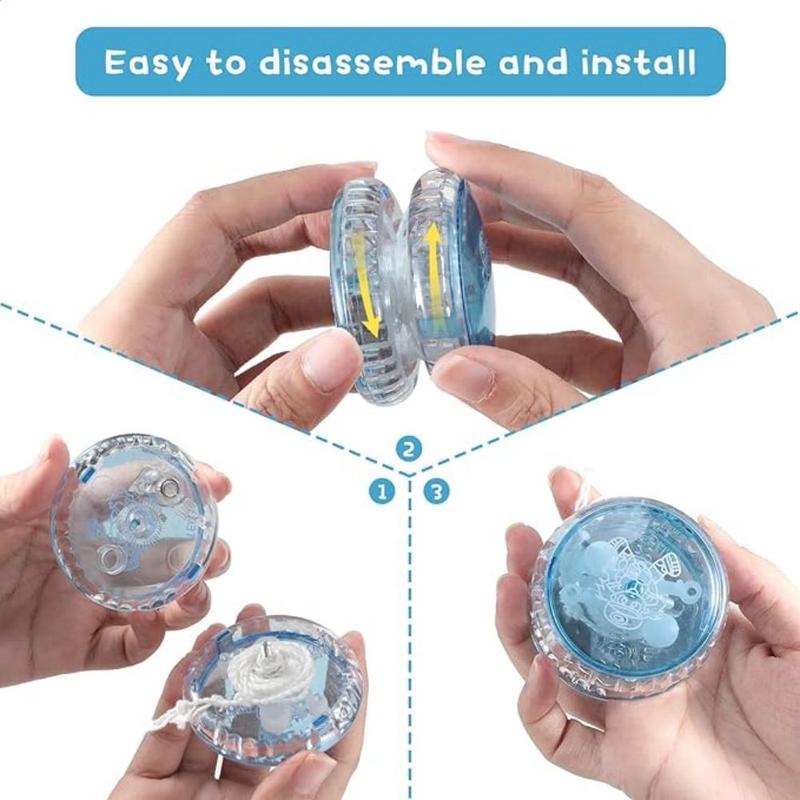 Light Up Yo Yo Ball Bulk, 3 Counts LED Responsive Ball, Colorful Plastic Responsive Bearing Ball for Birthday Carnival Prizes Party Favors, Random Colors 4