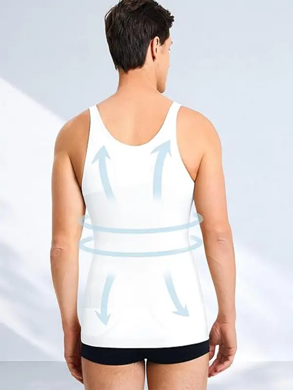 Men's Solid Color Compression Shapewear Vest, Casual Comfortable Breathable Tummy Control Shaper Tank Top, Men's Shapewear Top for Daily Wear 4