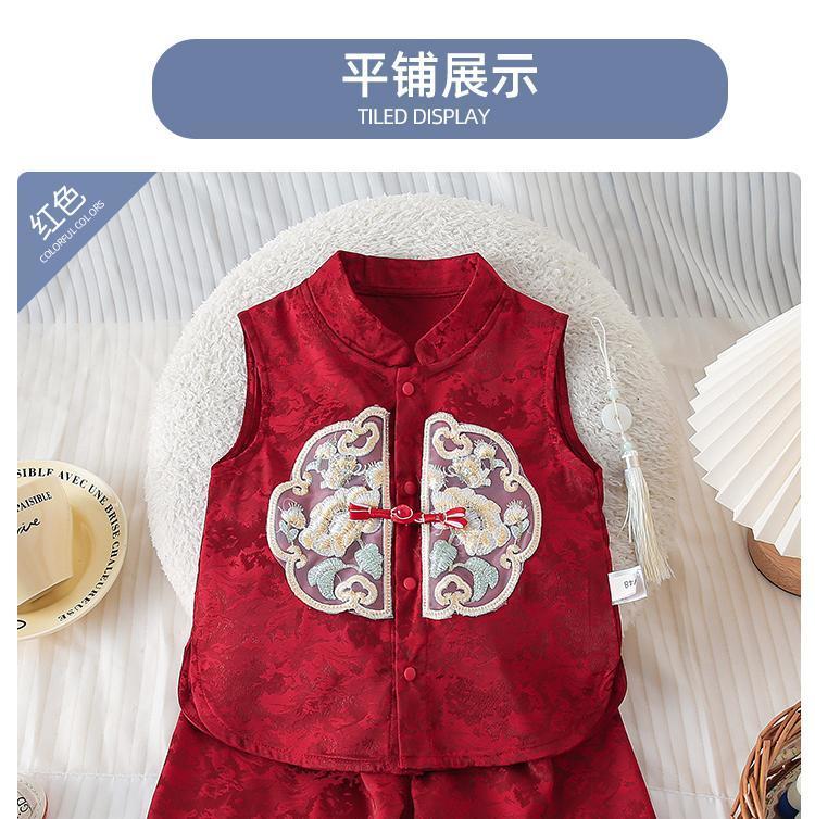 Product Introduction of Bộ Đồ Mùa Hè Cho Em Bé Trai, Trang Phục Tang Trung Quốc, Bộ Đồ Hai Mảnh Xẻ Tà, Thích Hợp Cho Em Bé 100 Ngày Và 1 Tuổi, Váy Phong Cách Dân Tộc, Quần Áo Quà Tặng Tã 5