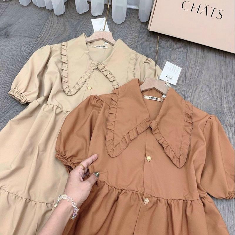 Váy babydoll kem cổ seᵰ bèo dễ thương, Đầm váy freesize babydoll cổ seᵰ 2 màu mặc đi chơi siêu đáng yêu giá siêu rẻ 8