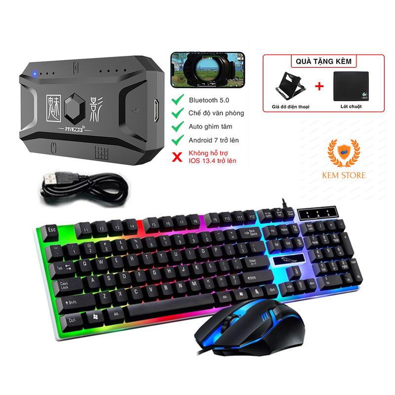 Combo bộ chuyển đổi chơi game Meiying M1 Pro và Bàn phím chuột LED - Kết nối Bluetooth 5.0 hỗ trợ Free Fire,PUBG,Liên Quân Mobile, Tốc Chiến Mobile Chơi Điện Tử Phụ Kiện | Hỗ Trợ ANDROI
