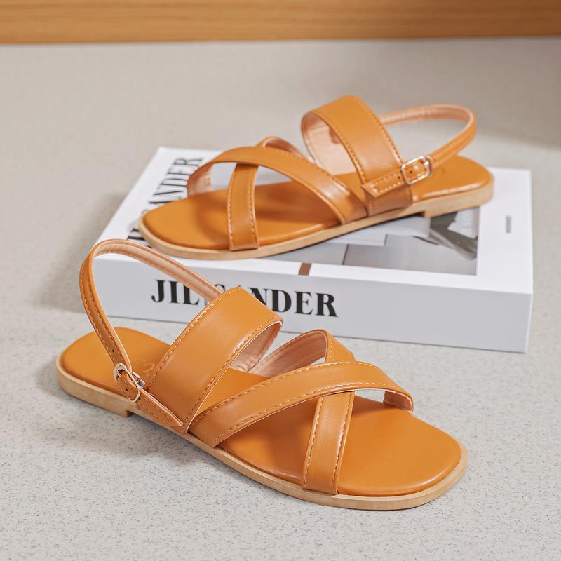 Product Introduction of Leya Retro niche design Roman sandals women's flat soft line with open toe all match beach shoes comfort Footwear Girl low heel (1-3 cm) Women's Flat Slide Sandal with Strap Summer Walking Shoes 18