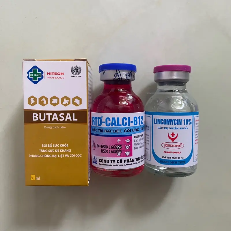 Bộ bại liệt gà đá, yếu chân ( 1 lọ butasal, 1 lọ canxi b12 và 1 lọ lincomycin 10%) 4