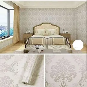 Wallpaper Dinding Motif BATIK SILVER MEWAH 45cm x 10m Pvc