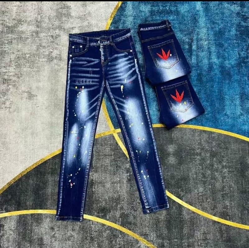Product Introduction of Quần jean nam boy phố thêu lá phong đỏ bản 4 cúc HOT NEW Menswear Pants 19